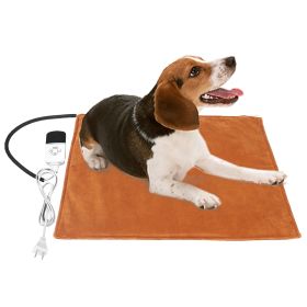 Pet Heating Pad Waterproof Electric Heating Mat Warming Blanket with 9 Heating Modes 4 Timer Settings Washable Cover Chew Resistant Cord Case (Option: Brown_US)