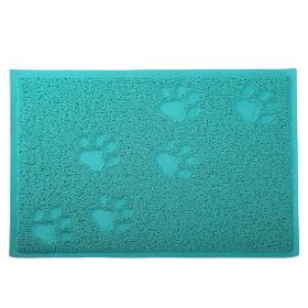 Dog Cat Bowl Mat Pet Food Water Feeding Mat Non-slip Pet Dish Tray Mat Paw Clean Placemat (Option: Square_Aqua)