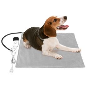 Pet Heating Pad Waterproof Electric Heating Mat Warming Blanket with 9 Heating Modes 4 Timer Settings Washable Cover Chew Resistant Cord Case (Option: Grey_US)