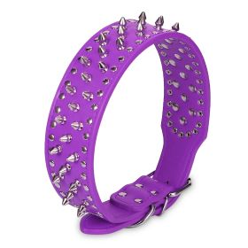 Dog Leather Collar Spiked Studded Pet Dog Collar Adjustable Neck Pitbull Mastiff Collar (Option: PPL_M)